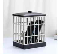 cardyven Timer Mobile Phone Jail, 5.9x7.5x5.1in 6 Grids Lock Box Cell Phones Prison Lock up Safe Smartphone Stand Holder for Classroom Home Table Office Storage Gadget (Black Gray)
