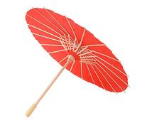 cardyven White Blank Paper Umbrella,Handmade Oil Parasol Umbrella,Chinese Japanese Oiled Paper Vintage Parasol for Hand Painted Creation,Kindergarten Parent Child Activities (Red)