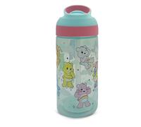 Care Bears 480ml Kids Water Bottle with Flip Up Straw Spout & Carry Loop - BPA Free School Drinks Bottle with Cheer Bear, Funshine & Grumpy Bear Design, Blue