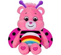 Care Bears - Basic Fun Lady Bug Cheer Bear 22cm Bean Plush - Pink Collectible Teddy with Rainbow Tummy - Soft Cuddly Toy for Kids Aged 4+ - Small Plush Bear Gift, 9"