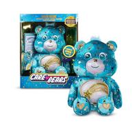 Care Bears Basic Fun 35cm Glowing Belly Plush - Wish Bear - Soft Eco-Friendly Toy with Light-Up Belly Badge - Comforting Collectible for Kids & Fans