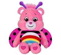 Care Bears - Basic Fun Lady Bug Cheer Bear 22cm Bean Plush - Pink Collectible Teddy with Rainbow Tummy - Soft Cuddly Toy for Kids Aged 4+ - Small Plush Bear Gift, 9"