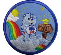 Care Bears Blue Grumpy Bear Patch Iron On Cloud Rainbow Sun Star Hearts Badge