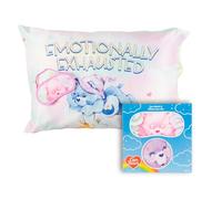 Care Bears Classic Retro Beauty Silky Satin Standard Reversible Pillowcase & Eye Mask Set, 20x30, for Hair and Skin, (Officially Licensed Product) by Franco Collectibles