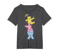 Care Bears Funshine Cheer Grumpy Bear Heart Stacked Trio T-Shirt, Women's Plus, Dark Heather Grey, 3X