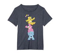 Care Bears Funshine Cheer Grumpy Bear Heart Stacked Trio T-Shirt, Women's Plus, Heather Blue, 3X