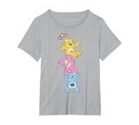 Care Bears Funshine Cheer Grumpy Bear Heart Stacked Trio T-Shirt, Women's Plus, Heather Grey, 3X
