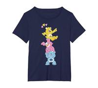 Care Bears Funshine Cheer Grumpy Bear Heart Stacked Trio T-Shirt, Women's Plus, Navy Blue, 1X