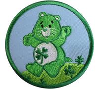Care Bears Green Four Leaf Clover Good Luck Bear Patch Iron On Embroidered Badge