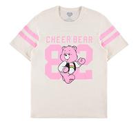 Care Bears Ladies Classic Shirt - Cheer Friend Funshine Good Luck Varsity Stripe Sleeve Athletic Tee, Ivory, XL