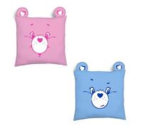 Care Bears Official Faces Design Square Cushion, Featuring Cheer Bear and Grumpy Bear, Super Soft Reversible 2 Sided, Perfect For Any Bedroom, Sofa or on the Bed 35cm x 35cm