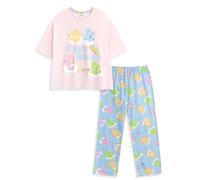 Care Bears Pink Womens Short Sleeve Long Leg Pyjama Set | Retro Cartoon Sleepwear Comfortable Nightwear for Relaxation Merch - X-Large