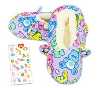 Care Bears Slipper Sock Set - Bundle with Fuzzy House Slippers Featuring Wish Bear, Cheer Bear, More Plus Stickers Slippers for Women Size M/L