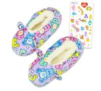 Care Bears Slipper Sock Set - Bundle with Fuzzy House Slippers Featuring Wish Bear, Cheer Bear, More Plus Stickers Slippers for Women Size S/M