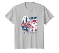 Care Bears True North Bear Happy Canada Day Forest Logo T-Shirt, Youth, Silver Grey, X-Small