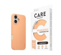 CARE BY PANZERGLASS® Phone Case for Apple iPhone 16 Peach Elegant and Protective TPU Case, Enhanced Camera Protection, 100% Recycled TPU, Wireless Charging Compatible Black