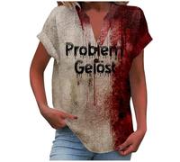 Care Clothing Women's Set Crew Neck Blood Spots Print Casual Party Top for Summer Comfortable T-Shirt Shirt Maritime Women, pink, XXL