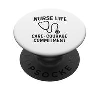 Care, Courage, Commitment | International Nurses Day Gift PopSockets Adhesive PopGrip