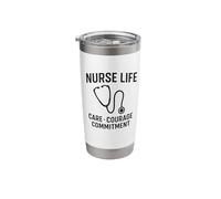 Care, Courage, Commitment | International Nurses Day Gift Stainless Steel Insulated Tumbler