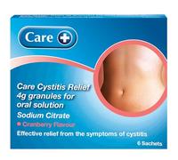 Care Cystitis Relief Granules for Oral Solution, Relieves Symptoms of Cystitis, 48h Course, Helps Reduce Irritation When Urinating, 6 Sachets, Cranberry Flavour