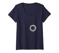 Care Factor: Modern Minimalist Circular Graphic V-Neck T-Shirt, Women, Navy, XXL