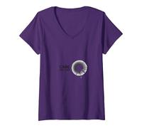 Care Factor: Modern Minimalist Circular Graphic V-Neck T-Shirt, Women, Purple, L