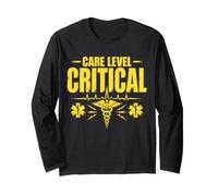 Care Level Critical Sarcastic ICU Nurse Typography Long Sleeve T-Shirt