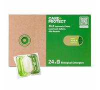Care+Protect Premium Laundry Detergent Capsules - High-Performance Biological Formula - Deep Clean - Softens and Removes Bacteria - 24x Eco-Friendly - Pre-Measured Capsules