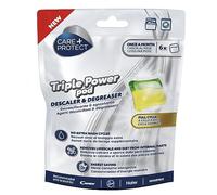 CARE+PROTECT Triple Power Pod Descaler & Degreaser for Washing Machine - Dishwasher - Full Cycle Hygieniser - Cleaner - Limescale Remover-Energy Saving Solution - Pack of 6 Pods - 6 Months Protection