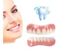 Care Spring 1 Pair Dentures Silicone Clip in Veneers Teeth Missing Tooth Replacement Kit Upper And Lower, False Teeth Veneers Comfort And Natural for Men And Women Instant Perfect Smile