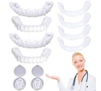 Care Spring 2 Pairs Clip on Veneers Silicone Dentures, Cosmetic Veneers Teeth Top And Bottom for Man Woman, Temporary Teeth Straightening Kit for Whitening, Make You Confident Smile in Minutes
