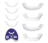 Care Spring 2 Pairs Cosmetic False Teeth, Instant Whitening Silicone Dentures Upper and Lower Snap on Veneers Teeth, Temporary Smile Clip in Veneers Teeth for Men Women