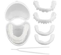 Care Spring 2 Pairs Cosmetic Upper and Lower Fake Teeth, Temporary Whitening Teeth Veneers, Instant Perfect Smile Dentures False Teeth for Men Women, One Size Braces Fits Most People
