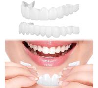 Care Spring 2 Pairs False Teeth, Temporary Smile Snap on Teeth Veneers, Top and Bottom Clip in Veneers Teeth, Instant Cosmetic Dentures to Make Teeth Beautiful Neat