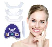 Care Spring 2 Pairs Silicone Dentures, Temporary Smile False Teeth for Men and Women, Adjustable Snap on Veneers Teeth, Covering Imperfect Teeth to Regain Confidence Smile