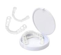 Care Spring 2 Pairs Silicone False Teeth, Whitening Snap on Veneers Teeth, Comfort Cosmetic Upper and Lower Fake Teeth, Temporary Smile Dentures Veneers for Men and Women
