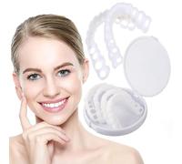 Care Spring Temporary Whitening Teeth Veneers, 2 Pairs Comfort Cosmetic Upper and Lower Fake Teeth Braces, Instant Perfect Smile Dentures False Teeth for Men Women, One Size Fits Most