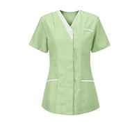 Care Tunic Women's Care Work Wear Uniforms V-Neck Colour Gradient T-Shirt Summer Short Sleeve Blouse with Pockets Medical T-Shirt Nurse Hospital Tops Nurse Home Workwear, #07 Green, XL