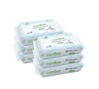 CareBee 99.9% Water Baby Wipes | Biodegradable, Plant-Based & Plastic-Free | Hypoallergenic, Unscented, Extra Gentle for Sensitive Newborn Skin | 60 wipes per Pack (1 count (Pack of 6))
