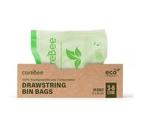 CareBee Drawstring Bin Bags -Heavy Duty Rubbish Bags with Easy-Tie Handles -Leakproof, Tear-Resistant & Odour-Control -Ideal for Home, Kitchen, Office & Outdoor Use (3-6L, 40 Pack)