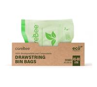 CareBee Drawstring Bin Bags -Heavy Duty Rubbish Bags with Easy-Tie Handles -Leakproof, Tear-Resistant & Odour-Control -Ideal for Home, Kitchen, Office & Outdoor Use (45-60L, 20 Pack)