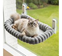 CareCooo Cat Window Bed, 52 x 30 x 20 cm, Suction Cups, Grey