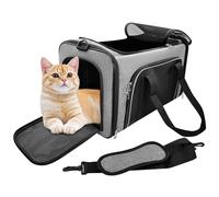 CareCooo Soft Cat Carrier Bag, Foldable Pet Carrier with Shoulder Strap, Airline Approved Hand-Carry Cat Travel Carrier, (Grey, 50x30x30cm)