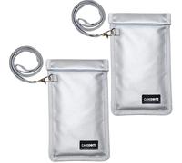 Caredgitz Faraday Bags for Phone - Farady Pouch Key Fob Protector w/Lanyard, RFID Signal Blocker for Car Keys Anti-Theft, Cell Phone Signal Blocking Bag Anti-Hacking, Fire-Resistant, 2 Pack, Silver