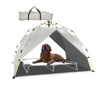CAREDPETS Canopy Shade Tent for Large XL XXL Jumbo Elevated Raised Dog Bed Cots, Quick Setup & No Assembly Needed, Outside Outdoor Cooling Camping Pet Sun Umbrella, Gray 70"X55" (Cots Not Included)