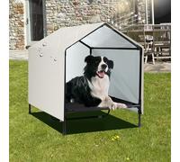 CAREDPETS Indoor Outdoor Dog House | Elevated Dog Bed with Canopy for Medium Large Dogs, Outside Raised Dog Bed, Waterproof & Sunproof Shade Shelter Tent(30" x 25")