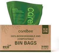 CareeBee Biodegradable Kitchen Bin Bags- 100% Compostable, Made from Corn Starch & PBAT- Eco-Friendly, Leak-proof, Tear-Resistant- Food Waste Bags for Home & Office (30-50L, 30 Bags)