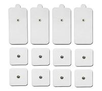 CareforYou 12 Piece Electrode Pads Tens Electrodes Snap on 3.5mm for TENS/EMS Digital Therapy Machine Muscle Stimulator Pain Relief Massager - 8X 2 Square + 4X 2" x 4" Rectangular Massage Pads