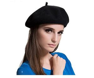 CareforYou Wool Black Beret Hat - French Beret, One Size Fits Most