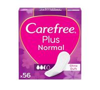 Carefree 56 x Plus Normal Pantiliners with Light Fragrance, Super Absorbent to Lock in Liquids Instantly, Normal Size